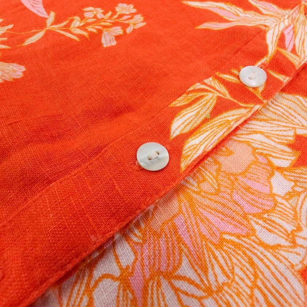 NEW Cynthia Rowley 100% Linen Button Down Shirt Hawaiian Floral Resort Coastal - Picture 6 of 7